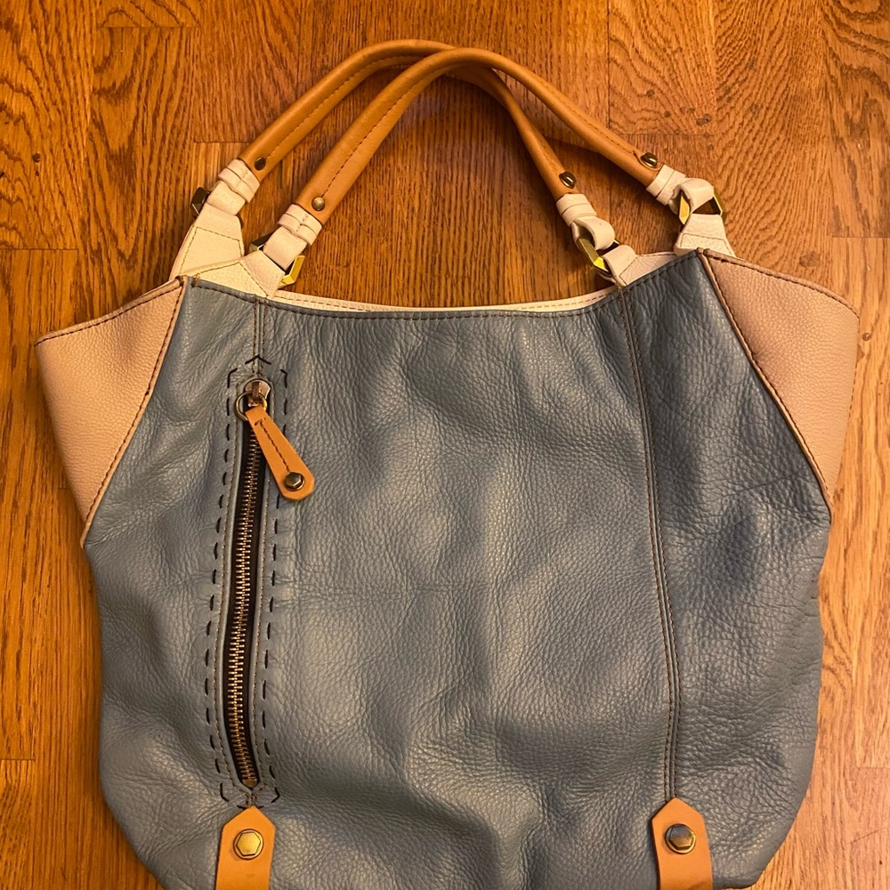 OrYANY Aquarius Colorblock Leather Shopper Tote Bag Purse